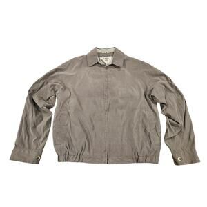 Aberdeen Collection Taupe Zip Jacket L Nylon Blend Lightweight Vintage Men's